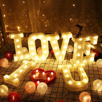 Lettres et chiffres lumineux LED à piles pour mariage et anniversaire