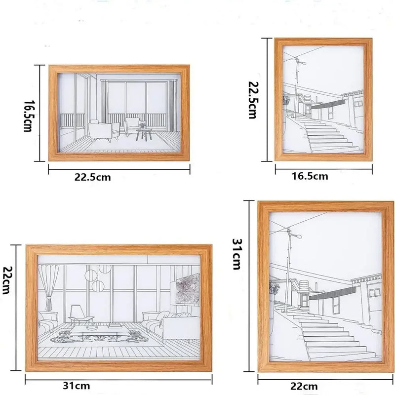 Cadre lumineux – schéma des dimensions en centimètres des formats rectangulaires