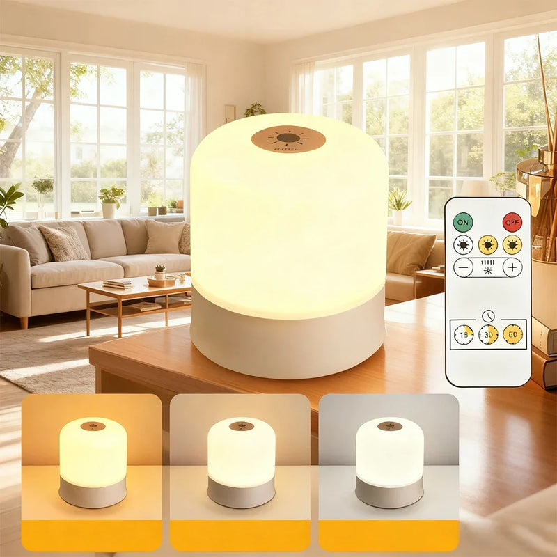 Veilleuse LED rechargeable tactile, télécommande, 3 teintes de lumière