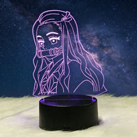 Lampe 3D Demon Slayer – Nezuko allumée, socle noir