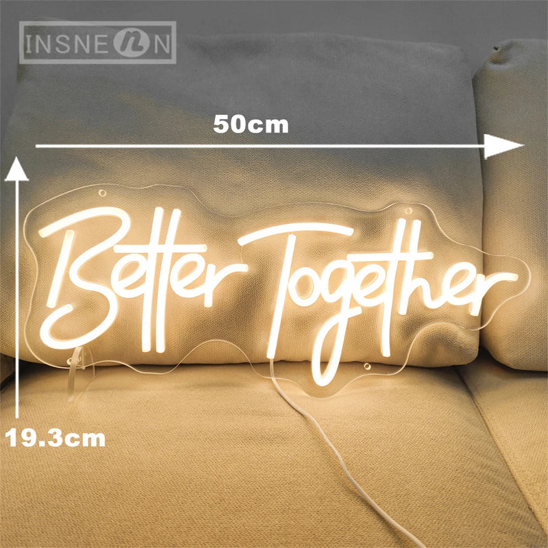 Néon mariage LED à message, 8 modèles, blanc chaud ou froid, USB