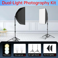 Kit studio photo softbox 50x70 cm, pied 2m, 1 à 3 lumières