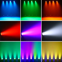 Mini lyre LED wash 7 x 15 W – neuf exemples de faisceaux colorés