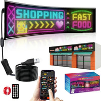 Panneau LED programmable défilant, USB, application Bluetooth, télécommande, 17 à 63 cm
