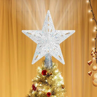 Cimier de sapin lumineux projecteur de flocons – cimier de sapin étoile dorée au sommet d'un sapin décoré