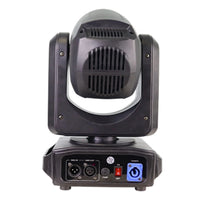 Lot de 4 lyres LED beam 200 W à anneau RGB – vue arrière avec connecteurs DMX et alimentation