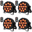 Lot de 4 projecteurs PAR LED sans fil sur batterie 5 500 mAh, 12 LED RGBW, DMX et télécommande
