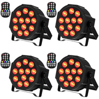 Lot de 4 projecteurs PAR LED sans fil sur batterie 5 500 mAh, 12 LED RGBW, DMX et télécommande