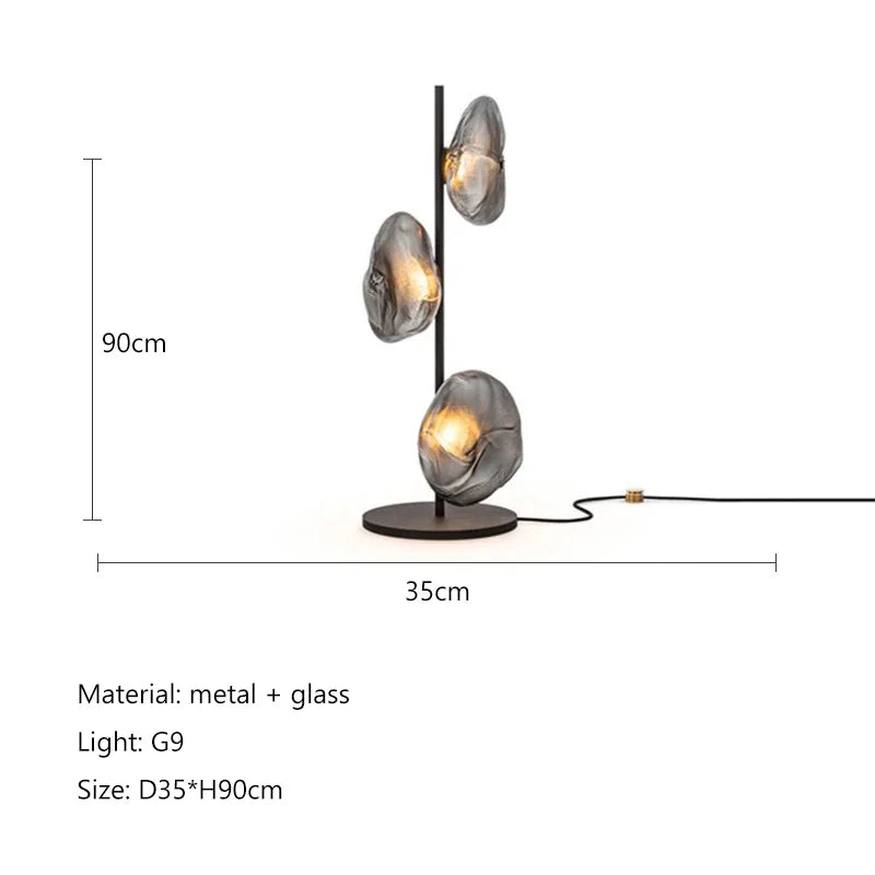 Lampadaire LED à globes en verre, pied noir ou doré, 90 ou 180 cm, 3 teintes de lumière