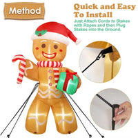 Bonhomme en pain d'épice gonflable géant 2,4 m avec cadeau et LED