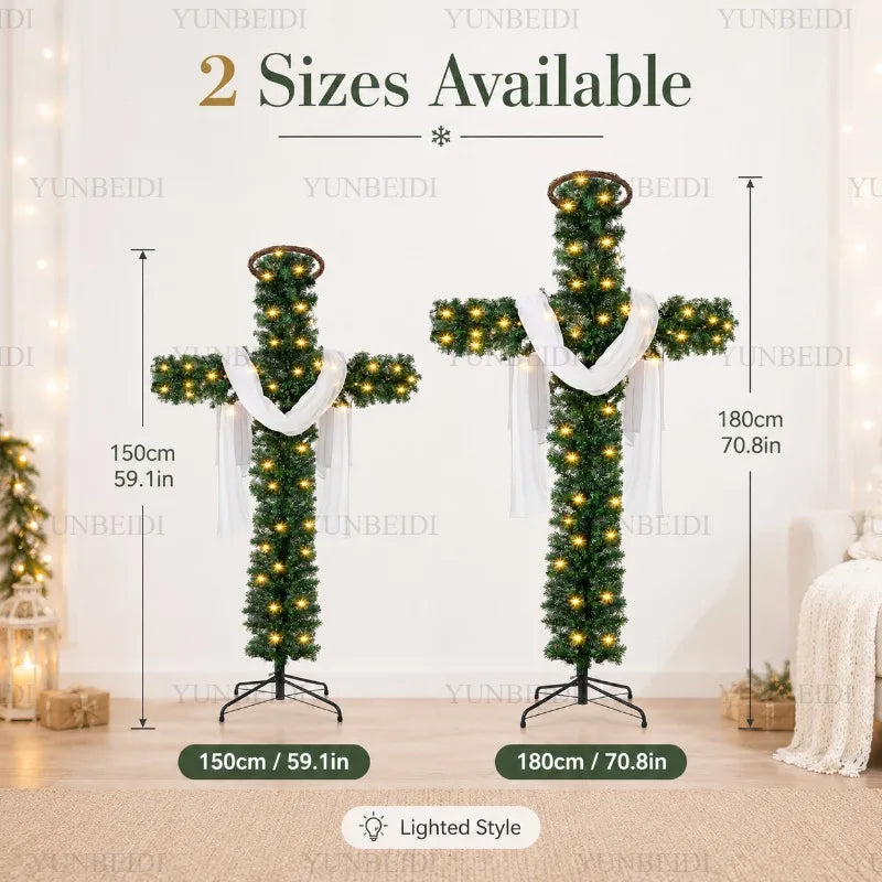Sapin lumineux en croix – comparaison des hauteurs