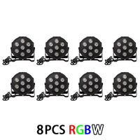 Lot de 8 projecteurs PAR LED 7 x 12 W RGBW 4 en 1, vue de face