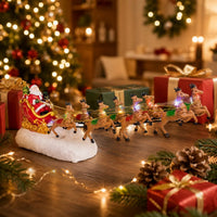 Traîneau et rennes lumineux du Père Noël, figurine de village, 36 cm