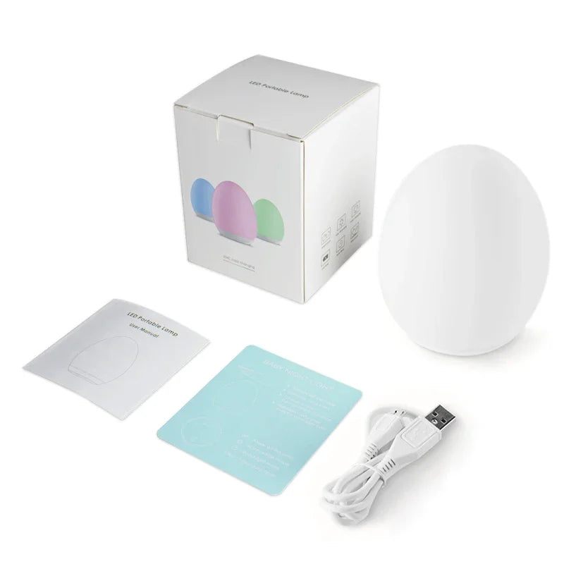 Veilleuse bébé LED en silicone, œuf ou pingouin, 7 couleurs, tactile, rechargeable