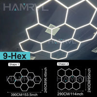 Plafonnier hexagonal LED – modèle de 9 hexagones, formes d'assemblage au choix