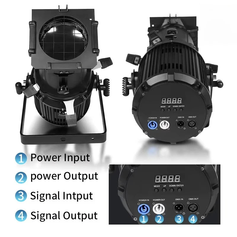 Lot de 2 projecteurs de découpe LED 200 W, blanc chaud et froid, zoom, DMX