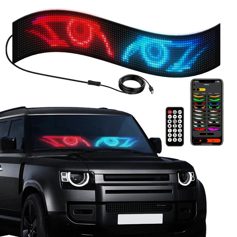 Panneau LED flexible programmable RGB de 27 à 176 cm, Bluetooth, USB