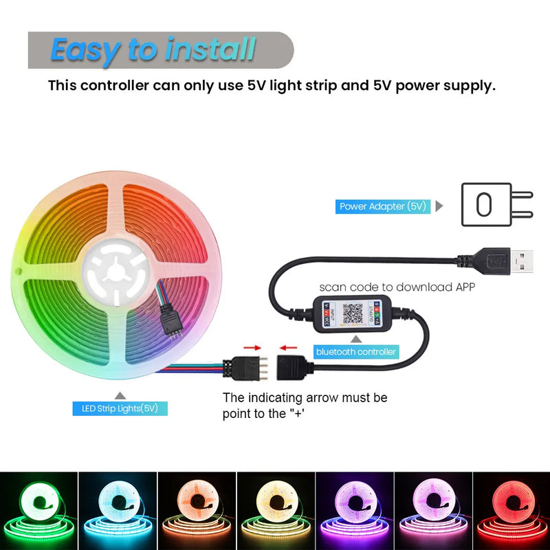 Ruban LED COB RGB 5 V – vue 3