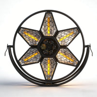 Projecteur vintage étoile – six COB blanc chaud allumés
