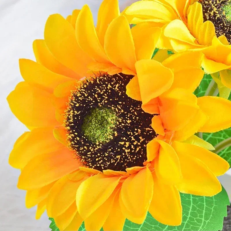Veilleuse LED tournesol rechargeable USB, 3 fleurs lumineuses en pot, 26 cm