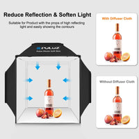 Boîte à lumière photo PULUZ 40 cm, tente de prise de vue LED 72 W, 4 fonds