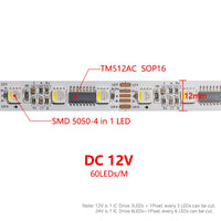 Ruban LED adressable DMX512 – ruban de 12 V à puce SOP16 et circuit de 12 mm