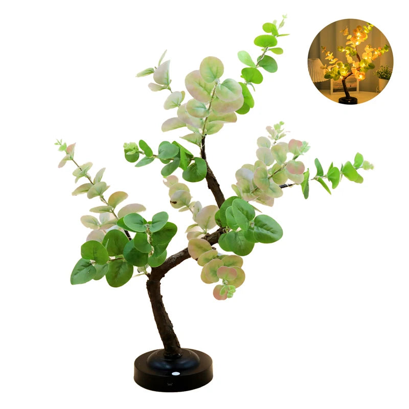 Arbre lumineux bonsaï – modèle eucalyptus vert clair