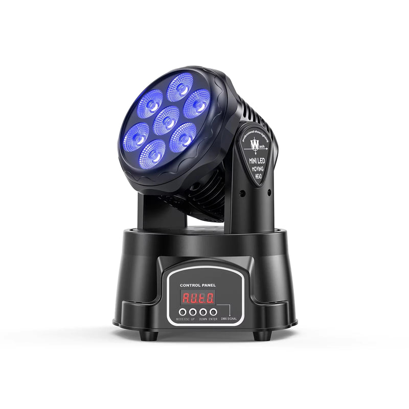 Lyre LED wash 7 x 15 W RGBW, à l'unité ou par lot, télécommande, DMX