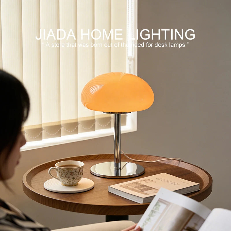 Lampe nuage en verre à dôme sur pied chromé, USB, 3 teintes