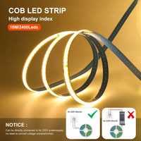 Bande LED COB 220 V – ruban en boucles allumé et raccordement direct au secteur 220 V