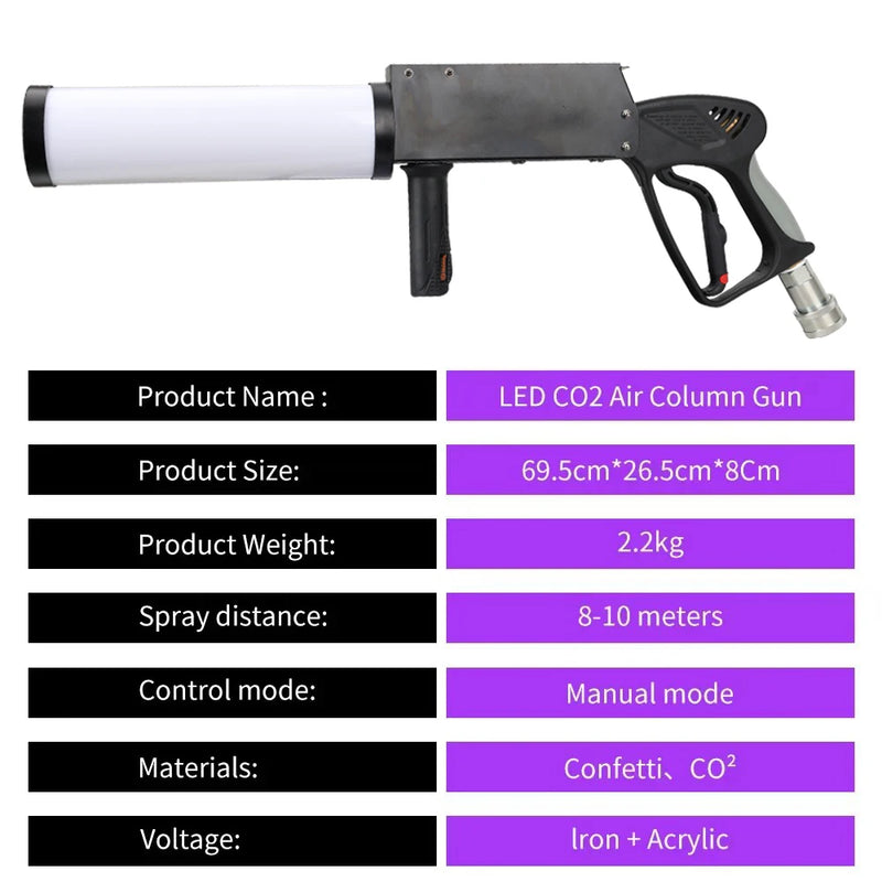 Canon à CO2 portatif – dimensions 69,5 x 26,5 x 8 cm, 2,2 kg, jet de 8 à 10 m