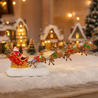 Traîneau et rennes lumineux du Père Noël, figurine de village, 36 cm
