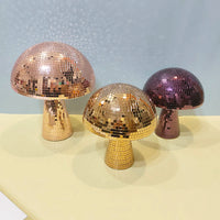 Boule à facettes déco champignon – trois champignons doré, or rose et violet