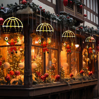 Décoration de fenêtre de Noël lumineuse, Père Noël en parachute LED à piles