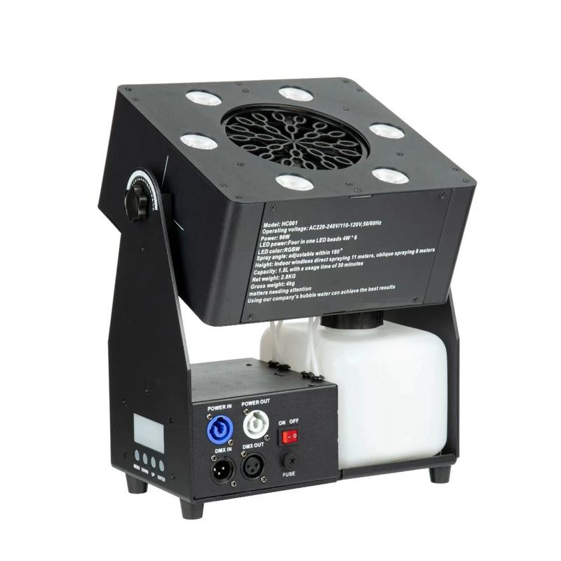 Machine à bulles LED RGBW 90 W, jet orientable à 180°, DMX512