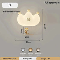 Applique murale nuage LED 18 W pour chambre d'enfant, cœur ou couronne