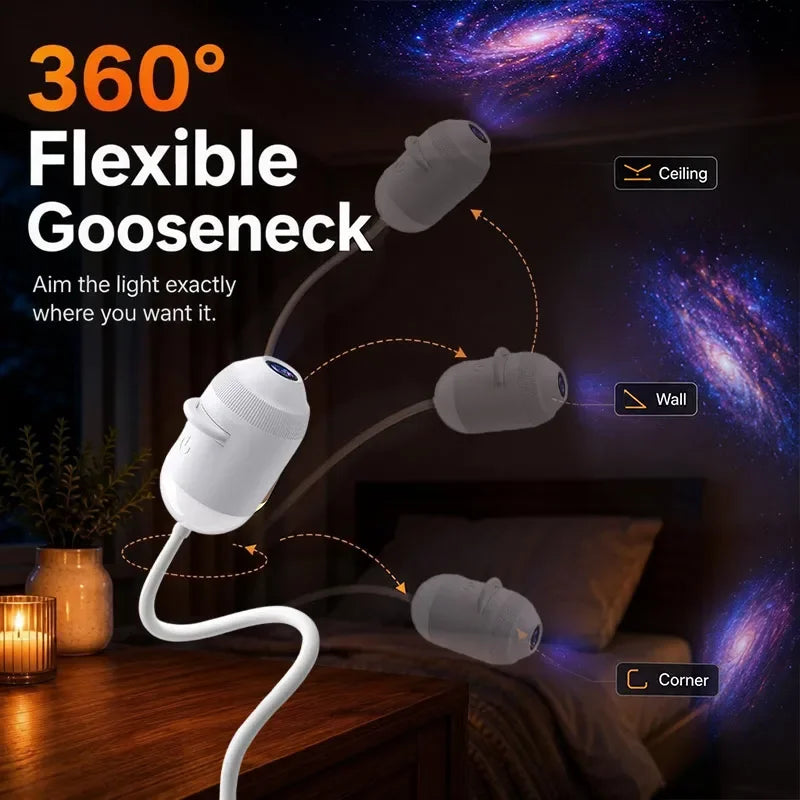 Projecteur d'étoiles USB rotatif – bras flexible orientable vers le plafond, le mur ou un coin