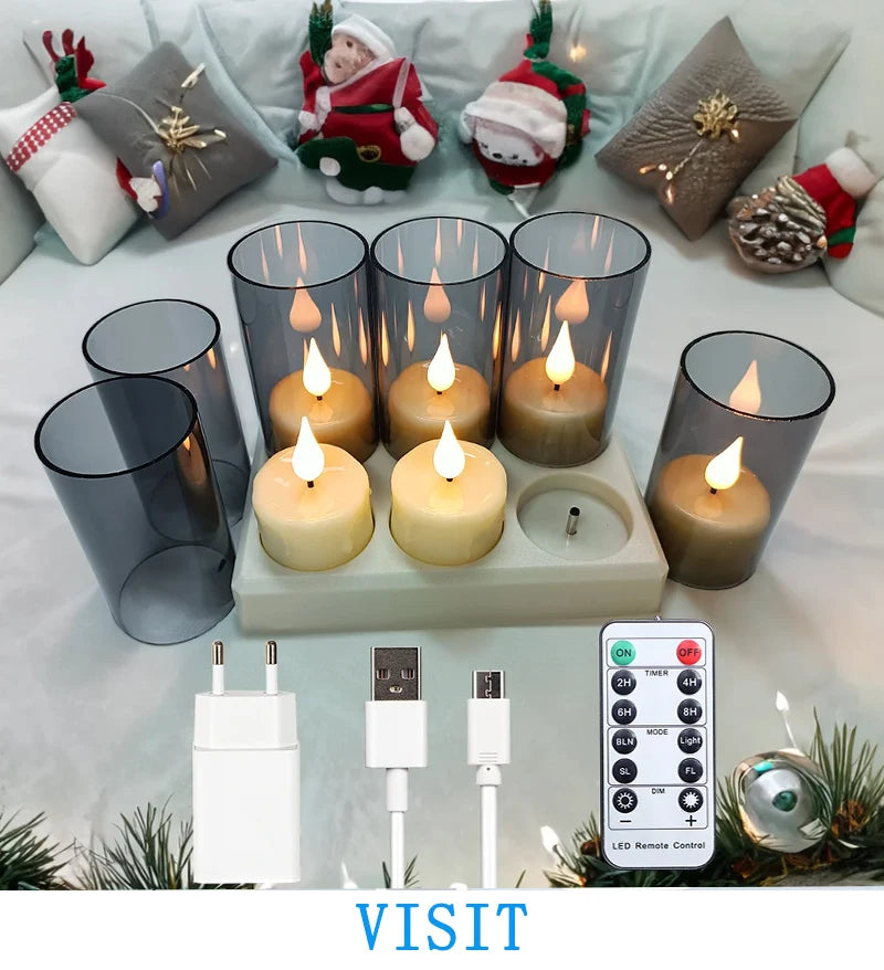 Bougies LED chauffe-plat rechargeables à télécommande, avec ou sans photophores