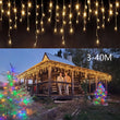 Guirlande lumineuse stalactites LED IP44, 8 modes, 3,5 à 40 m, télécommande en option