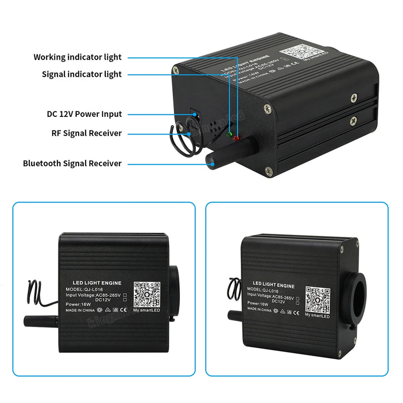Kit plafond étoilé fibre optique RGBW 16 W, application Bluetooth et télécommande