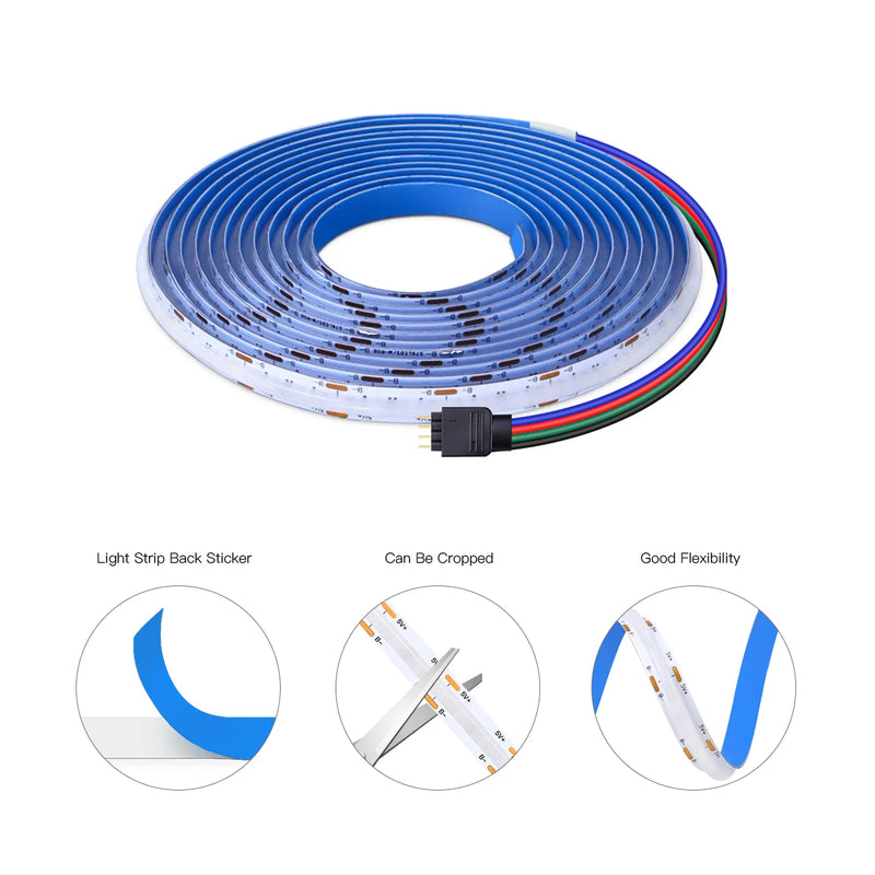 Ruban LED USB COB connecté Zigbee – ruban sur bobine, adhésif au dos, découpable et flexible