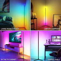 Lampadaire d'angle LED RGBIC multicolore avec télécommande, 145 ou 180 cm