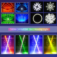 Lyre LED CMY 500 W – effets de gobos et faisceaux en couleurs
