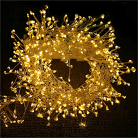 Guirlande lumineuse en grappes LED – lumière blanc chaud sur fond noir