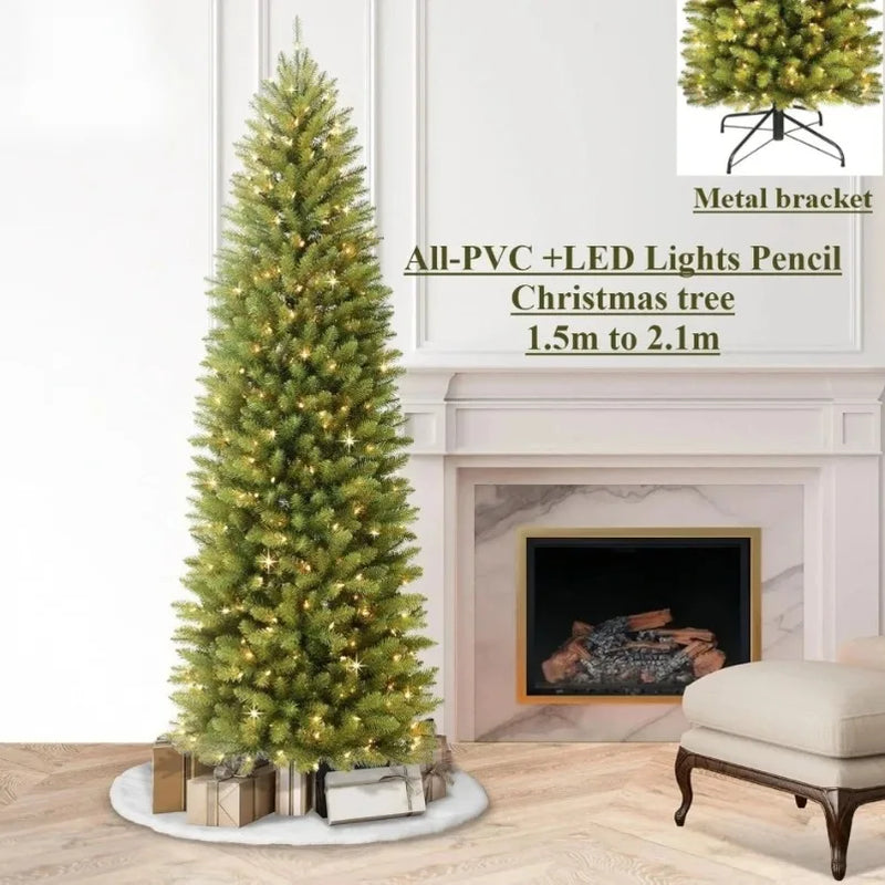 Sapin lumineux crayon en PVC, 150 à 210 cm, avec ou sans LED