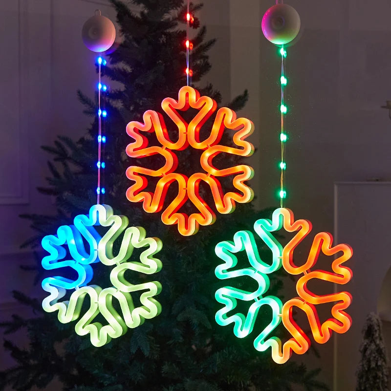Flocon lumineux de fenêtre de Noël à piles, 1 ou 2 pièces