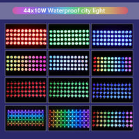 Projecteur LED extérieur pixel RGBW 44 x 10 W IP66, DMX512, avec ou sans lumière auxiliaire