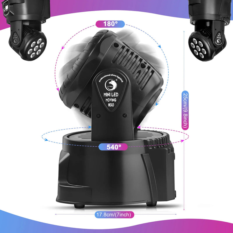 Lyre LED wash 7 x 15 W RGBW, à l'unité ou par lot, télécommande, DMX