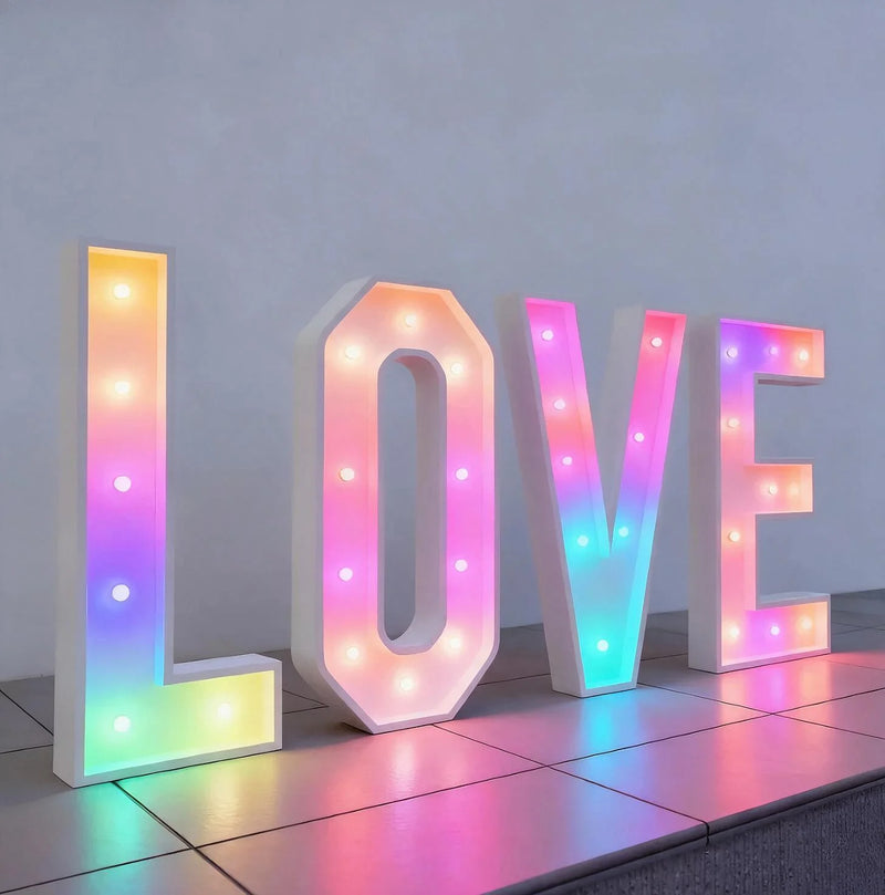 Lettre lumineuse géante à ampoules LED, lettres chapiteau 3D de 70 à 120 cm, blanc ou RGB