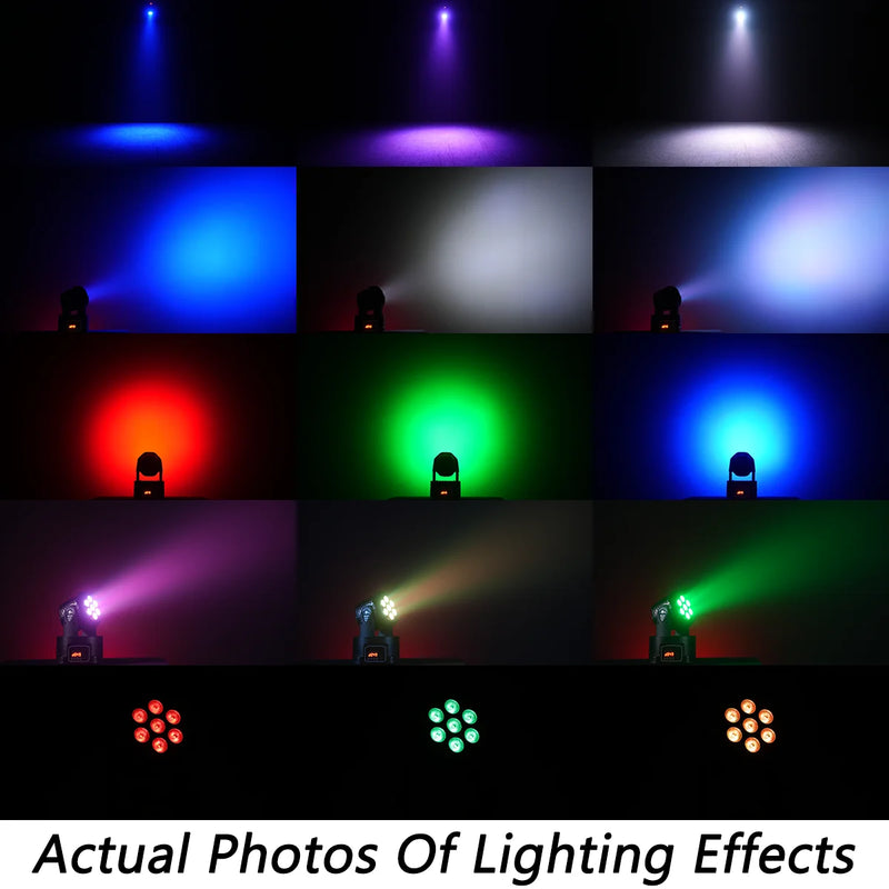 Mini lyre LED wash 7 LED RGBW – effets de lumière réels dans différentes couleurs